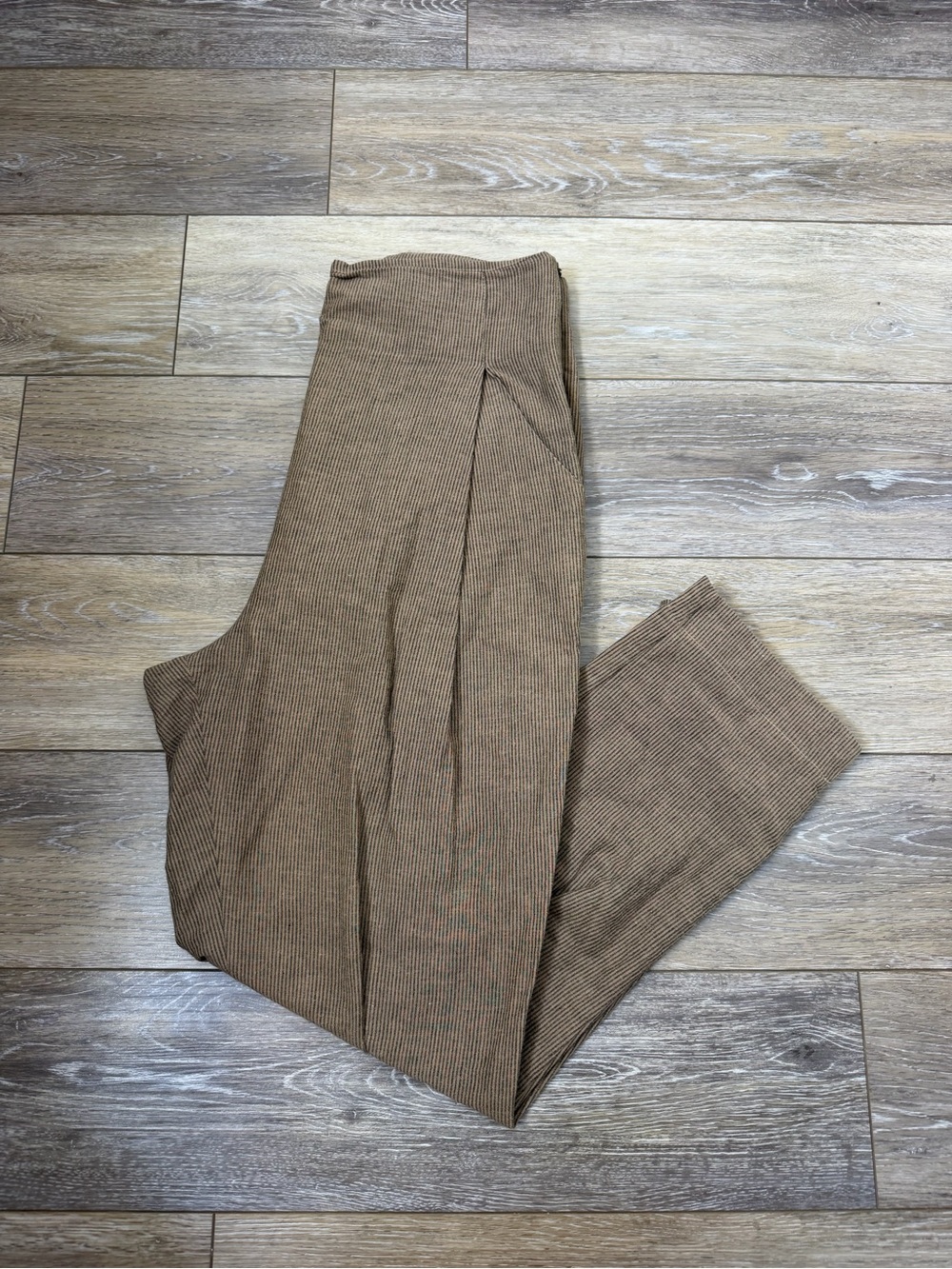 Grade & Gather linen cotton Ribbed Ankle-Length Cropped Pants in Brown Sz M
